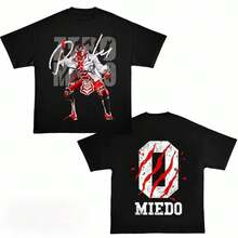 S-3XL Men's Wrestling Theme T-Shirt With Devil Dog Group Print, A194 Casual Summer T-Shirt, Crew Neck - 粉色 - 查看 1