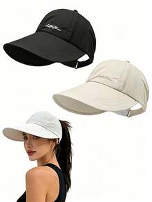 1pc Women's Wide Brim Sun Hat, Outdoor Foldable Baseball Cap With Ponytail Hole, Suitable For Men And Women, Summer Beach - Multicolor - View 12