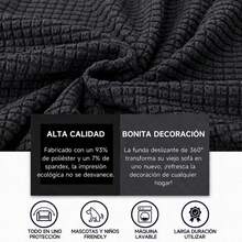 3-Piece Adjustable Stretch Sofa Cover Set - Dark Grey - View 3
