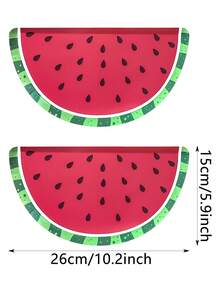 10pcs/20pcs/30pcs Red & Green Watermelon Paper Plates, 10.2 X 5.9 Inch Summer Fruit Shaped Plates, Cute Watermelon Slice Design Party Plates, Red & Green Summer Theme Plates Suitable For Tropical Parties, BBQ, Picnic, Birthday, Hawaiian Style Gatherings, Holiday Events, Unisex - Multicolor - View 2