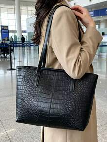 New Arrival Luxury Patterned Versatile Women Shoulder Tote Bag - Black - View 7