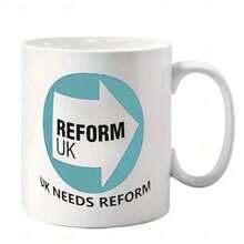 British Protest Themed Ceramic Coffee Mug With Arrow Design And "Reform UK" Slogan - 11oz Black And White Mug With Bold Political Statement, Dishwasher , Ideal Gift For Brexit Supporters, For Office And Home, Multipurpose Set For Hot/Cold Drinks. - White - View 4