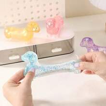 4 Pcs Anxiety Squishies Fidget Toys - Upgraded Sparkly Dachshund Gel Stretch Ball, Cute Mini Sausage Dog Stress Relief Toy With Face, For Kids And Adults - 藍色 - 查看 2