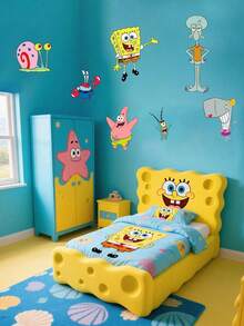 SpongeBob SquarePants 1 قطعة ملصق حائط مربع مناسب للنوافذ والجدران والحمامات وغرف النوم وهدايا أعياد الميلاد وديكورات حفلات العطلات - ملصقات جدارية - مشاهدة 4
