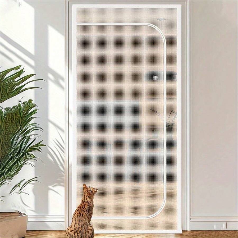 1 件装防猫门帘,双线缝边 - 重型塑料宠物门,适用于猫和小型犬,易于安装/拆卸,门用屏障,耐用防猫纱门 - 多色 - 查看 1