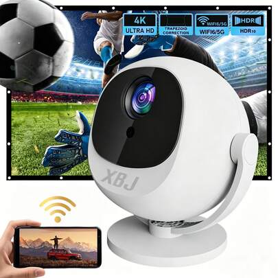 XBJ 4K Mini Projector Native 1080P HD Smart WiFi 6 Bluetooth Projector Auto Keystone Correction Dolby Audio For Bedroom Living Room Gaming Home Theater Office Business Meeting Gift For Mother,Bluetooth 6.0 + WiFi 6 5G,Android 12.0,Projector 4k,Projector For Movies,Projector Screen,Projector For Bedroom,Mini Projector,Portable Projector,16:9 Projectors,Throwing Projectors,Camping