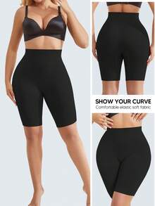 Pantalones cortos moldeadores de cintura alta para mujer, ropa interior moldeadora, control de abdomen, levantamiento de glúteos - Negro - Ver 7