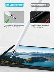 White 2-In-1 Universal Stylus Pen With Magnetic Cap, High Precision Capacitive Touchscreen Stylus Compatible With IPad Apple Android Tablets And Phones, Smooth Writing And Drawing - Multicolor - View 2