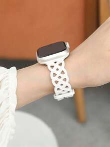 1条女士镂空可爱硅胶表带，适用于 42mm、38mm、40mm、41mm、44mm、45mm、46mm、49mm，时尚智能手表替换表带，适用于Series Ultra2、Ultra SE2、SE 11、10、9、8、7、6、5、4、3、2、1，可作为学生返校礼物 - 白色 - 查看 6