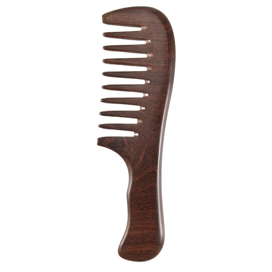 Sandalwood Wide Tooth Comb Curly Hair Portable Coarse Tooth Wooden Comb Hair Massage Tool Coarse - A - View 1