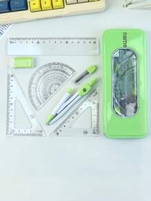 [Personalizado] Juego de herramientas de dibujo geométrico para estudiantes, incluye regla, regla triangular, transportador, compás y 7 piezas, caja de almacenamiento de metal, portátil anti-pérdida, admite grabado personalizado, adecuado para exámenes, aula y aprendizaje diario, adecuado para la temporada de regreso a clases - Multicolor - Ver 6