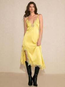 Women Midi Dresses - 淺黃色 - 查看 3
