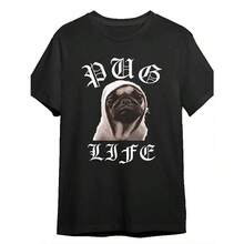 Colección de Camisetas de Manga Corta para Hombre con Estampado Divertido Pug Life, Edición Limitada, Negro-DXH00135 - Negro - Ver 6