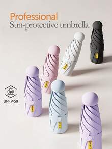 1 pieza Paraguas plegable ultraligero y portátil de moda con estuche y funda, protección UV, de doble uso para días soleados y lluviosos, paraguas plegable unisex de bolsillo ideal para la escuela, la oficina, el hogar, los viajes, con diseño de corazón para el Día de San Valentín/novio, para refrescarse en verano, accesorio esencial para viajes a la playa - 1 pieza - Ver 12