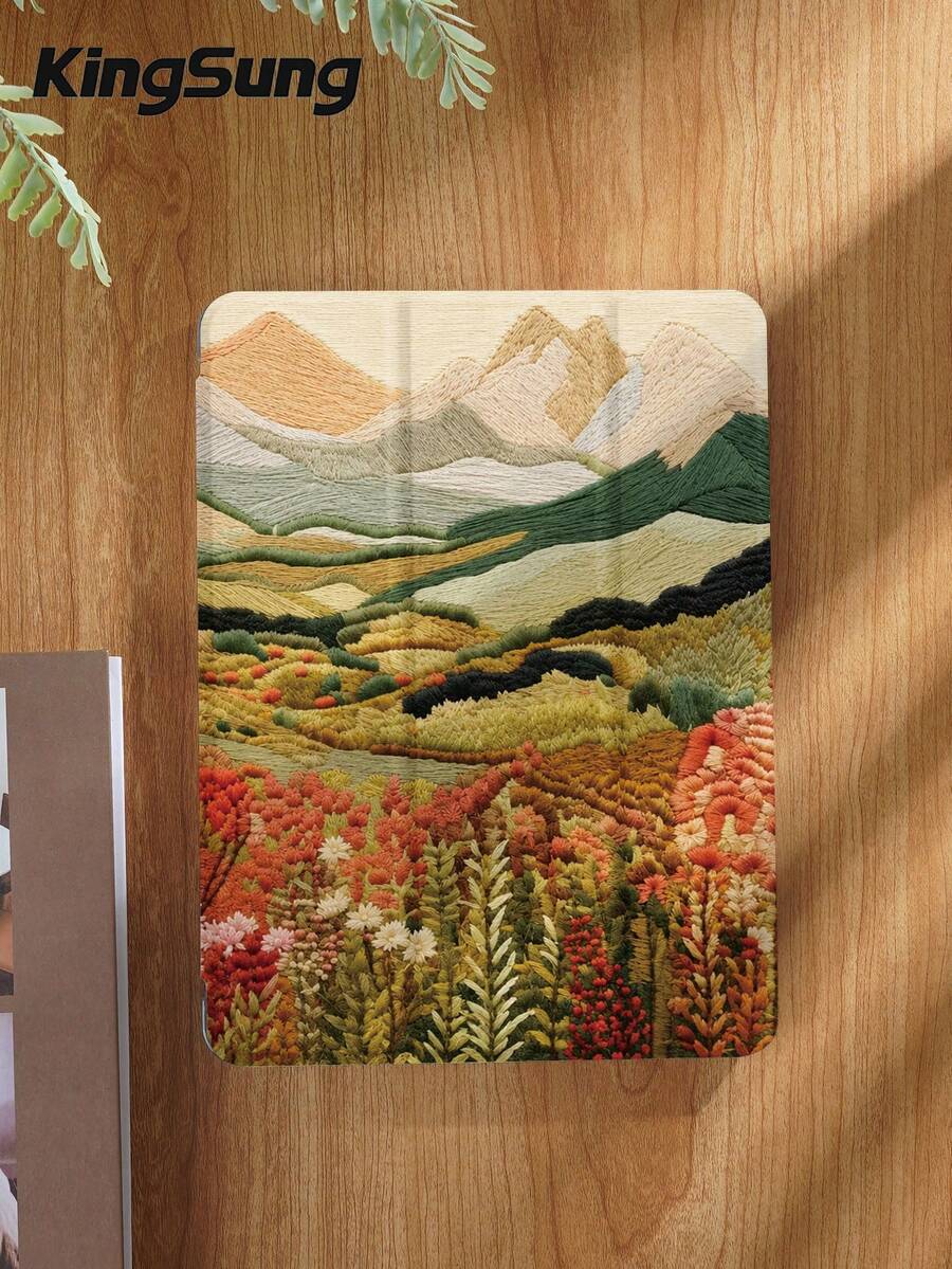 Kingsung Funda para tablet con patrones de paisaje bordados, adecuada para iPad Air 8 (M4) 2026 (11 pulgadas), Air 8 (M4) 2026 (13 pulgadas), 9.7/10.2/10.5/10.9/12.9/Pro 11, Air 8 (M4) 2026 de 10a generación (11/13 pulgadas), y también para Galaxy Tab S6 Lite de 10.4 pulgadas. Adecuada para Kindle Paperwhite de 12a generación 2024, Kindle de 11a generación 2022 con protección anti-caídas, soporte inteligente/función de activación/suspensión automática.