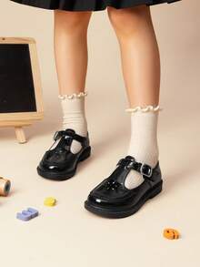 Girls Mary Jane Ballet Flats – School Uniform Dress Shoes For Toddler & Little Girls(Back To School Shoes) - 黑色 - 查看 3