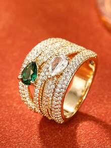 1pc Exquisite Cubic Zirconia Ring, Suitable For Women, Can Be Worn For Weddings, Engagements, Valentine's Day, Parties, An Ideal Gift Choice - 3# - View 3