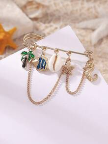 1pc Summer Vacation Ocean Series Cute Niche INS Creative Versatile Fashion Olive Tree, Seahorse, Tropical Fish, Starfish, Shell Pendant, Brooch, Suitable For Women's Clothing, Backpacks, Beach, Parties, Bars, Perfect Gift For Vacation, Friends And Family, All Seasons, Casual, Commute, Daily Wear - Olive Tree/fish/starfish - View 9