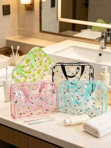 Printed Toiletry Storage Bag, Handheld Wash Bag, Large Capacity, Multi-Scenario Use, Cartoon Cosmetic Bag - Multicolor - View 2