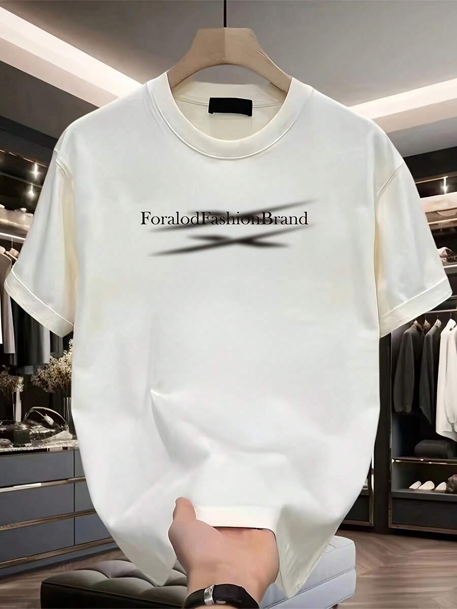 Men's Thick Pure Cotton Short-Sleeved T-Shirt With A Brand Print, New Summer, Plus Size, Versatile And Casual, World Cup 2026 Album - 白色 - 查看 1