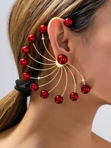 1 Set Bohemian Fan-Shaped Women's Earrings, Multiple Colors Available, Suitable For Vacation, Holiday, Gift-Giving, And Daily Wear - Pink - View 17