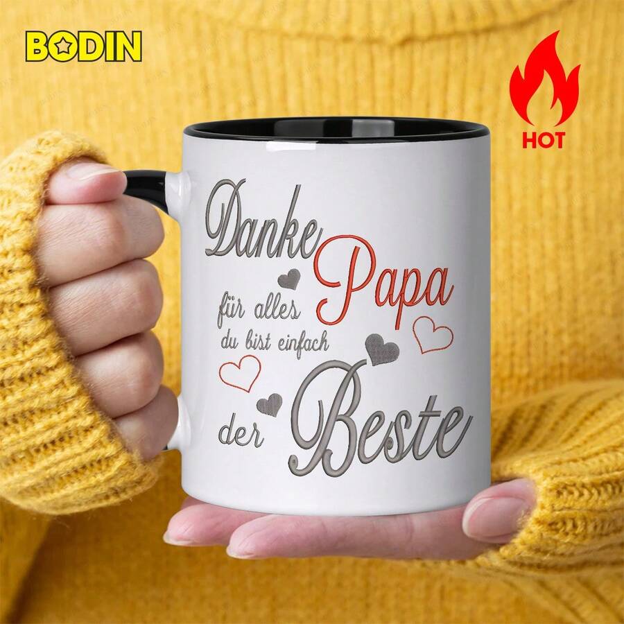 [24-Hour Shipping Within Mexico] Double-Sided Mug, 1 Unit, 11 Oz, Ceramic, Coffee Mug, Coffee Mug With The Words "Danke Papa Für Alles Du Bist Einfach Der Beste" In German, Dishwasher , Funny Coffee Mug, Ideal Gift For Family/Friends/Employees, Gifts For Holidays/Parties/Birthdays, Suitable For Father's Day. - 2 - 查看 1