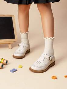 Girls Mary Jane Ballet Flats – School Uniform Dress Shoes For Toddler & Little Girls(Back To School Shoes) - 白色 - 查看 3