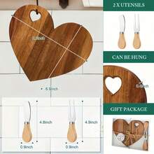 12 Sets Heart Shaped Acacia Wood Cheese Board With Knives, Mini Charcuterie Board Gift Box, Charcuterie Supplies Wooden Tray Bridal Shower Favors, Ideal For Wedding, Birthday, Valentine's Day & Christmas, Perfect Thank You Gifts For Guests. - View 4