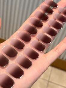 20 pièces Bandes d'ongles en gel semi-durcies, qualité salon longue durée, faciles à appliquer et à retirer, autocollants pour ongles en gel avec lumière UV - Acajou - Voir 6