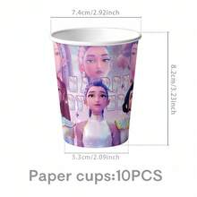 Kids Cute Cartoon Witch Hunting Themed Birthday Party Decorations, Includes Paper Plates, Napkins, Tablecloth, Cups, Utensils And Other Party Supplies - Multicolor - View 3