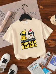 Cartoon Characters Printed T-Shirt For Kids - Apricot - View 6