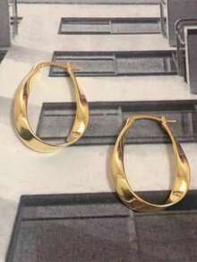 Women's Twisted Oval Earrings, Hypoallergenic, Minimalist Lightweight, Suitable For Sensitive Skin, Personalized Fashion Accessory - 504 Gold - View 7