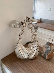 Polka Dot Ins New Versatile Pleated Shoulder Ruffle Drawstring Commuter Dumpling Crossbody Bag - Champagne - View 7
