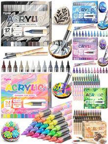 72/48/36/24/12 Colors Acrylic Marker Pen Set, Paint Markers, Drawing Pens, Multi-Color Options, Quick-Drying & Fade-Resistant, Suitable For Painting, Illustration, Crafts, Coloring Books, DIY Projects On Paper, Fabric, Wood, Stone, Plastic, Glass, Ceramic, Pumpkin, Metal And More. Ideal For Students, Adults, And Great Gift For Holidays (Easter, Thanksgiving, Halloween, Christmas) - Multicolor - View 11