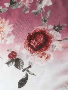 larga de tul color rosa suave con estampado vintage de rosas y mariposas - Cintura relajada, fluida y elegante falda de hada - Rosado Sandía - Ver 3