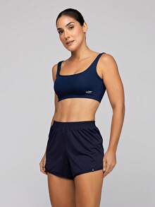 LOT FITNESS Women's Fitness Set: Gym Top With Open Back And Loose-Fitting Shorts For Running - Cool And Comfortable - Màu xanh hải quân - Xem 2