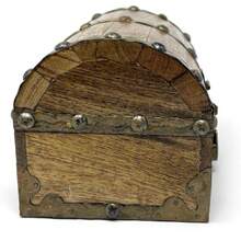Antique Finish Wood Treasure Chest With Decorative Rivets And Reinforcing Iron Strips With Lock And Skeleton Keys (Light Antique, X-Small 5.5x4x4) - Wooden Keepsake Box, Storage Chest,45563882 - 5Pcs - View 6