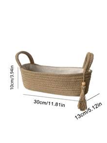 1pc Children's Room Rope Woven Solid Color Desktop Storage Basket, Baby Nursery Bedside Organizer Bin, Baby & Kids Supplies Storage Basket, Home Use Color Block Foldable With Handles, Suitable For Diaper Changing Table, Baby Storage Basket For Diapers And Baby Wipes, Wedding Birthday Gift Box, Doll & Doll Storage, Wedding Decor, Party Gift Supplies, DIY Accessory Storage - Khaki - View 2