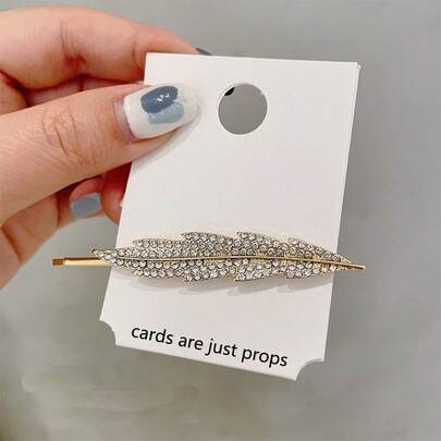 1pc Diamond, Pearl & Feather Decorated Hair Clip, Korean Elegant Side Bangs Hairpin, Minimalist Delicate Daily Use