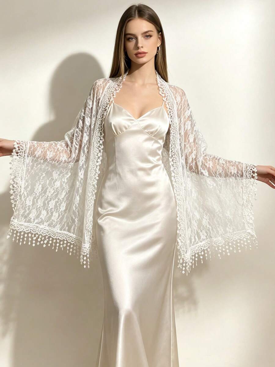 1 chiếc khăn choàng mềm mại thêu hoa, khăn choàng dày dặn thanh lịch tối giản, kiểu dáng bohemian đa năng. - Nhiều màu - Xem 1