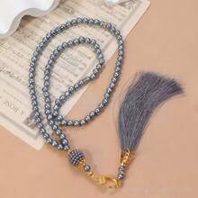 Chapelet en perles d'imitation en plastique de 6 mm, bracelet de prière avec finition peinture brillante, style arabe du Moyen-Orient, bleu ciel et rouge rose, cordon à la main, bijou de poignet pour le culte religieux, bracelet décoratif traditionnel en perles, ornement religieux pour le port quotidien, accessoire de mode pour la main, cadeau - Multicolore - Voir 8