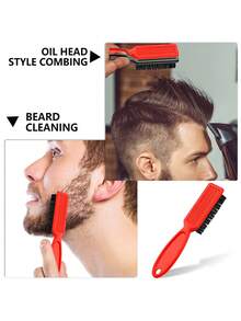 3pcs Professional Beard Styling Brush Set, Shaving Beard Brush, Barber Vintage Slick Back Hair Styling Carving Cleaning Brush - Multicolor - View 6