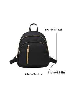 1 Stück leichter Preppy-Stil Rucksack, mit goldenem Reißverschluss, Mehrfach-Taschen Lässiger Alltagsrucksack, langanhaltend modischer Studentenrucksack, geeignet für Mädchen/Teenager/Studenten, anwendbar für High School, College, Campus, Schulanfang, Unterricht, Outdoor - Schwarz - Übersicht 3