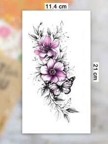 3 Sheets Body Art Temporary Tattoos For Women,Colorful And Black Butterfly And Flower Patterns.Waterproof Fake Tattoos,Last 2-5 Days,Can Be Used On Arms,Neck,Shoulders,Chest,Waist,Legs,Ankles.Suitable For Wedding, Parties,Vacations,Body Decorations. - Multicolor - View 9
