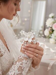 Bộ 3 kẹp tóc hình hoa kiểu Pháp thanh lịch đính ngọc trai và đá quý, kẹp tóc hình vịt bằng mây thủ công, phụ kiện cài tóc cô dâu, phụ kiện tóc dự tiệc. - Nhiều màu - Xem 7