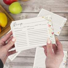 50PCS Double-Sided Recipe Cards, 4x6 Inch Large Space For Ingredients & Directions, High-Quality Cardstock For Kitchen, Aesthetic Flower Stationery For Homemade Food, Professional Recipe Index Cards - View 4