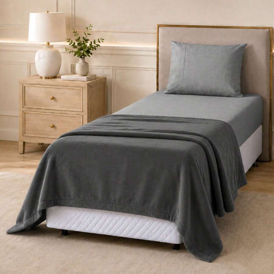 Microfiber Fleece Blanket, 180 Thread Count, Ultra Soft, 1 Piece, Velvety Touch, Single, Double, Queen - 深灰色 - 查看 1