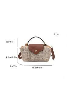 New Mini Straw Flap Bag, Exclusive Beach Style Small Shoulder/Crossbody Square Bag, Multifunctional For Women, Suitable For Street, Party, Home, Spring/Summer Occasions - Beige - View 2