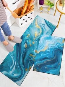 1件大理石流沙防滑防油廚房墊子 簡約長方形防水防污地毯 適用於客廳 臥室 走廊 浴室和洗衣房 聚酯纖維地毯 適用於室內外家居裝飾 - 彩色 - 查看 2
