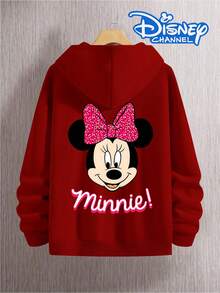 Disney Pink Sparkly Bow Minnie Mouse Print Simple Letter Hoodie,  Women's Hoodie, Men's Hoodie,Fathers Day Gift,Fourth Of July,Disney Collaboration - Đỏ - Xem 3